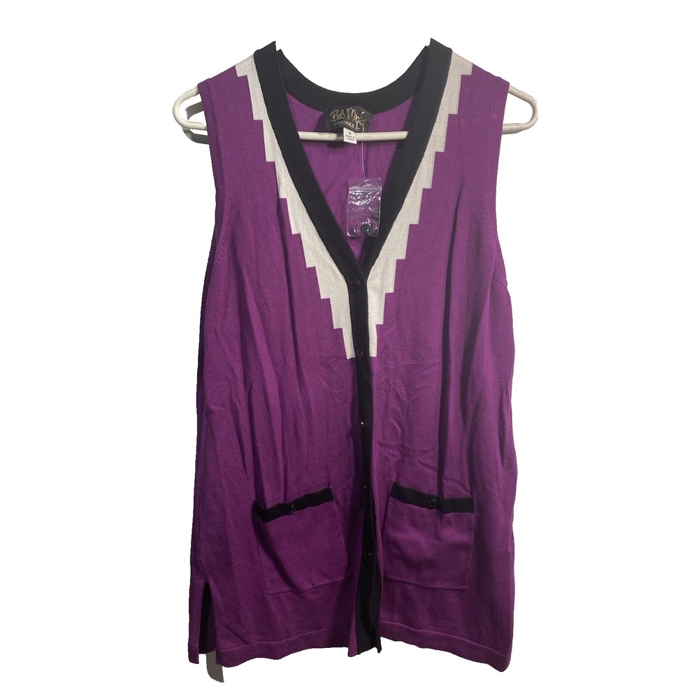bob mackie wearable art womens button up sweater vest cardigan size medium‎